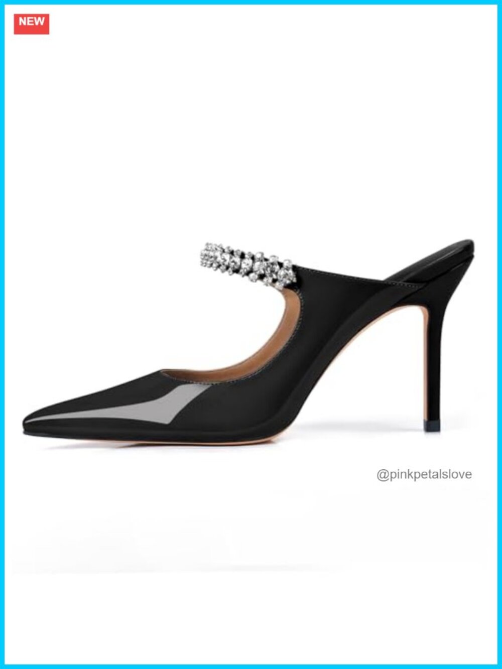 Rhinestone Heeled Mules Pointed Toe Slip On 4 Inch Stiletto Dress Wedding Pump